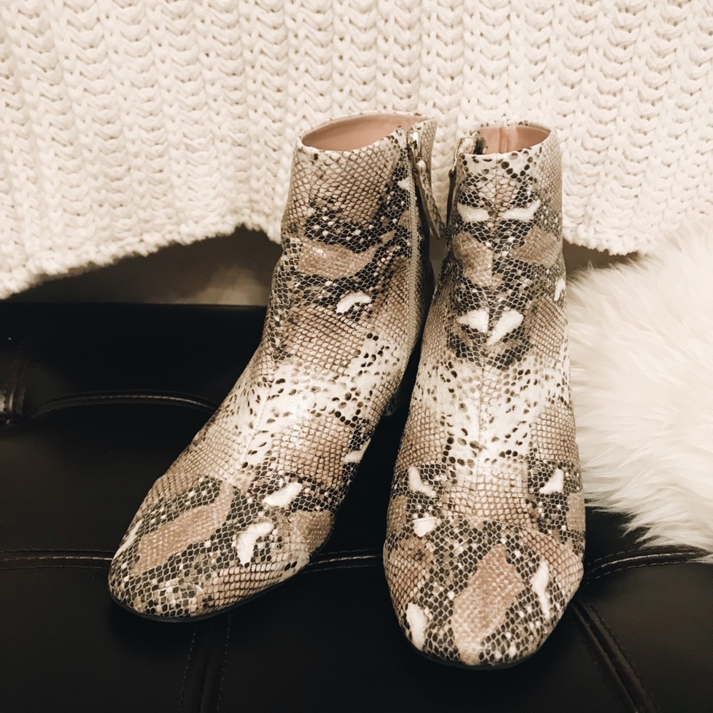 Zara Trafaluc Vegan Snakeskin Cap Toe Ankle Boot
